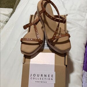Journee Collection Brown Studded Sandals